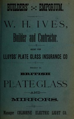 W.H. Ives, Colborne Electric Light Co., Farmers' and Classified Business Directory for the Counties of Durham, Northumberland, Peterboro and Victoria for 1890