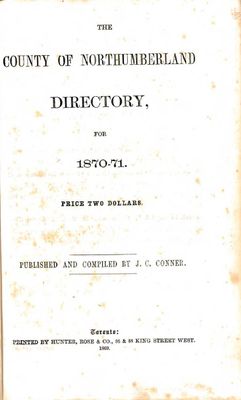 The County of Northumberland directory, for 1870-71