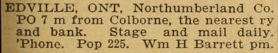 Edville description, exhibit, Dominion of Canada and Colony of Newfoundland Gazetteer and Classified Business Directory, 1899