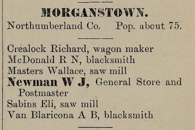 Morganston description, exhibit, Alphabetical Business Directory, Union Publishing Co's Farmers' & Business Directory for the counties of Durham, Peterborough, and Victoria 1884