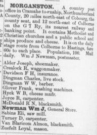 Morganston description, exhibit, Ontario gazetteer and business directory, 1886-7