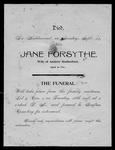Jane Forsythe, funeral announcement, Haldimand Township