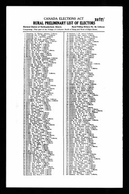 1958 Voters List, Cramahe Township