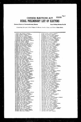 1963 Voters List, Cramahe Township