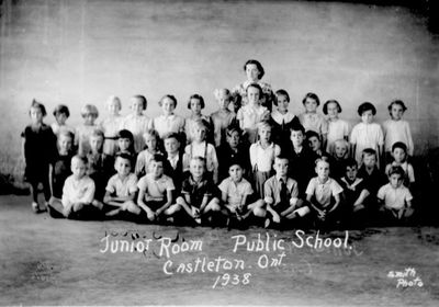 1938 Class photograph of juniors and Mrs. Richardson, Castleton School, Cramahe Township