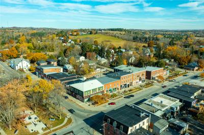 Aerial photograph of downtown Colborne, Cramahe Township, 2022