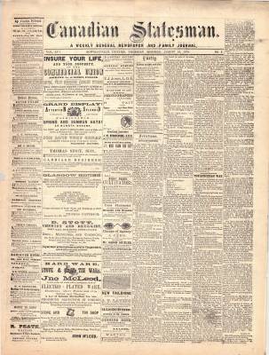 Canadian Statesman (Bowmanville, ON), 18 Aug 1870