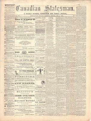 Canadian Statesman (Bowmanville, ON), 1 Dec 1870