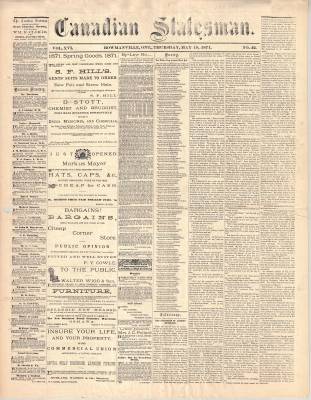 Canadian Statesman (Bowmanville, ON), 18 May 1871