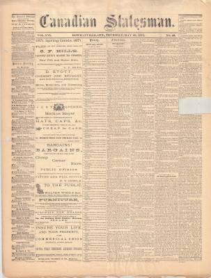 Canadian Statesman (Bowmanville, ON), 25 May 1871