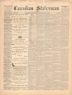 Canadian Statesman (Bowmanville, ON), 1 Jun 1871