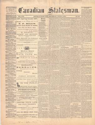 Canadian Statesman (Bowmanville, ON), 8 Jun 1871