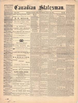 Canadian Statesman (Bowmanville, ON), 13 Jul 1871