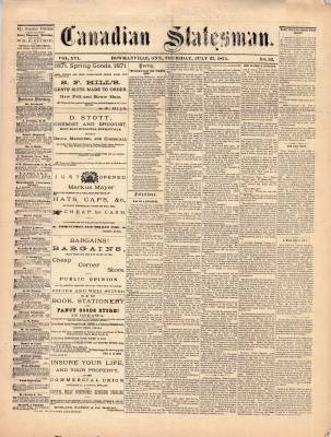 Canadian Statesman (Bowmanville, ON), 27 Jul 1871