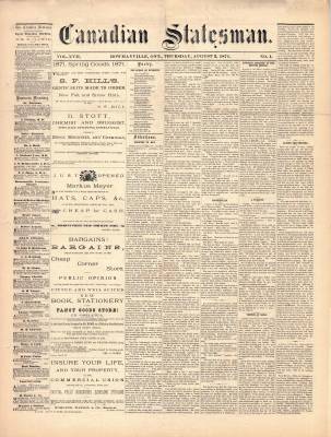 Canadian Statesman (Bowmanville, ON), 3 Aug 1871