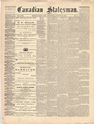 Canadian Statesman (Bowmanville, ON), 10 Aug 1871