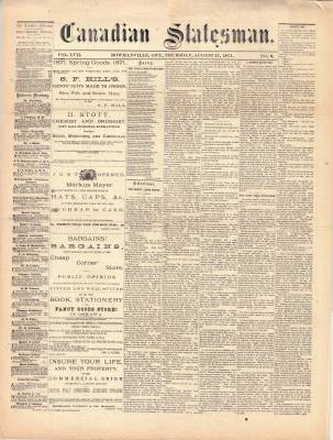 Canadian Statesman (Bowmanville, ON), 17 Aug 1871