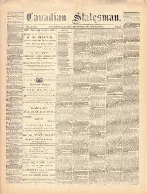 Canadian Statesman (Bowmanville, ON), 31 Aug 1871