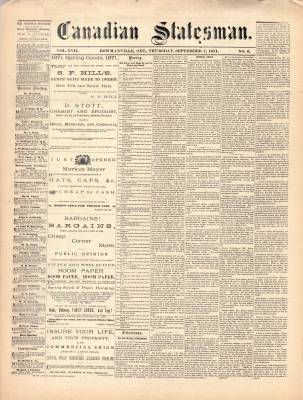 Canadian Statesman (Bowmanville, ON), 7 Sep 1871