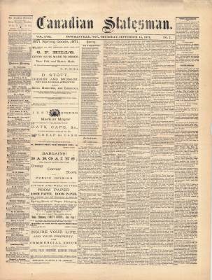 Canadian Statesman (Bowmanville, ON), 14 Sep 1871