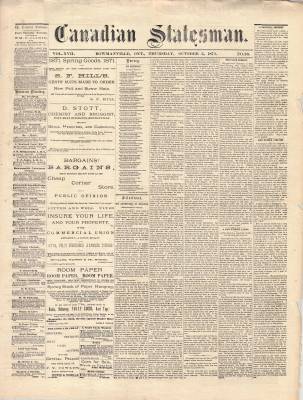 Canadian Statesman (Bowmanville, ON), 5 Oct 1871