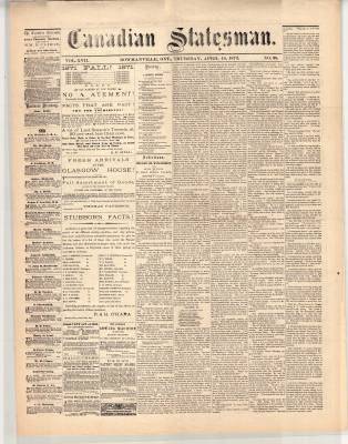 Canadian Statesman (Bowmanville, ON), 18 Apr 1872