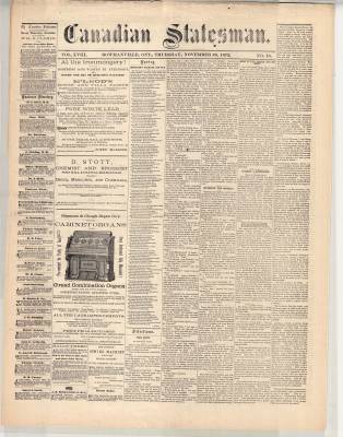 Canadian Statesman (Bowmanville, ON), 28 Nov 1872