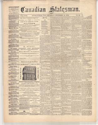 Canadian Statesman (Bowmanville, ON), 12 Dec 1872