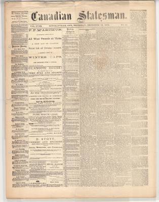 Canadian Statesman (Bowmanville, ON), 19 Dec 1872