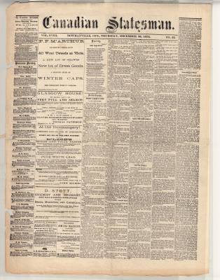 Canadian Statesman (Bowmanville, ON), 26 Dec 1872