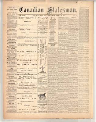 Canadian Statesman (Bowmanville, ON), 3 Apr 1873