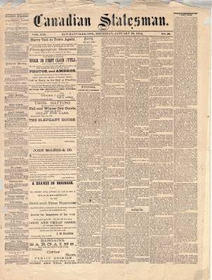 Canadian Statesman (Bowmanville, ON), 22 Jan 1874