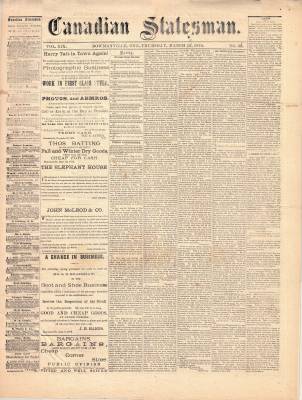 Canadian Statesman (Bowmanville, ON), 19 Mar 1874