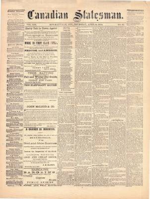 Canadian Statesman (Bowmanville, ON), 9 Apr 1874