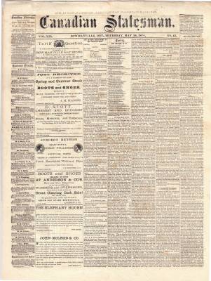 Canadian Statesman (Bowmanville, ON), 14 May 1874