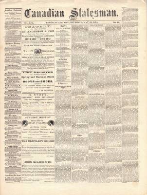 Canadian Statesman (Bowmanville, ON), 21 May 1874