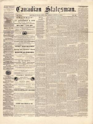 Canadian Statesman (Bowmanville, ON), 9 Jul 1874