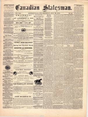 Canadian Statesman (Bowmanville, ON), 23 Jul 1874