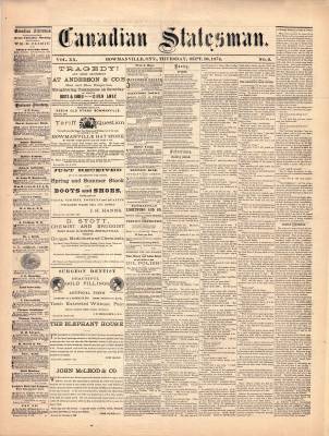 Canadian Statesman (Bowmanville, ON), 10 Sep 1874