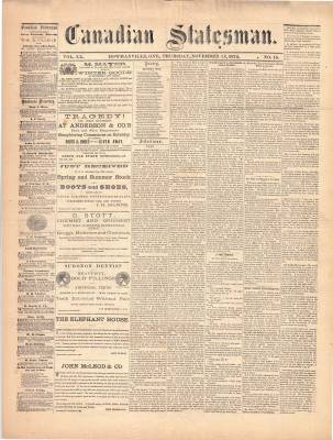 Canadian Statesman (Bowmanville, ON), 12 Nov 1874