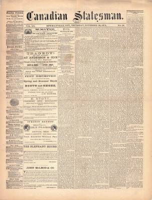 Canadian Statesman (Bowmanville, ON), 19 Nov 1874