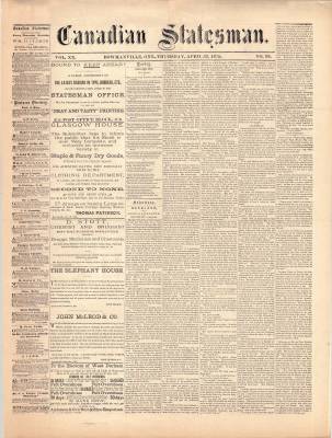 Canadian Statesman (Bowmanville, ON), 22 Apr 1875