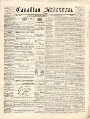 Canadian Statesman (Bowmanville, ON), 25 Nov 1875