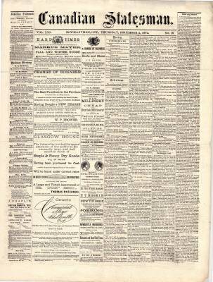 Canadian Statesman (Bowmanville, ON), 2 Dec 1875