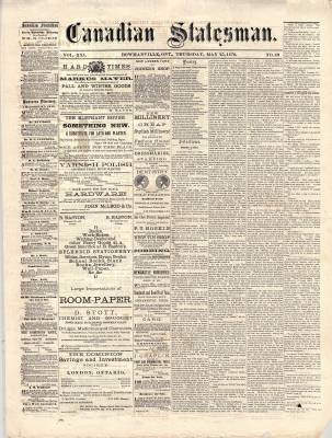 Canadian Statesman (Bowmanville, ON), 25 May 1876