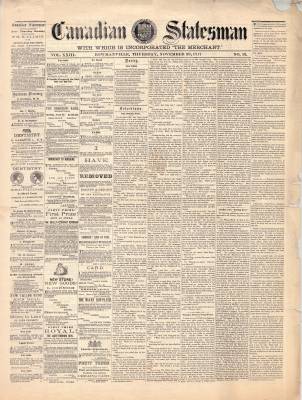 Canadian Statesman (Bowmanville, ON), 29 Nov 1877