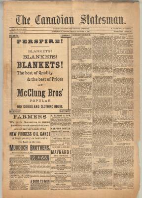 Canadian Statesman (Bowmanville, ON), 2 Nov 1883