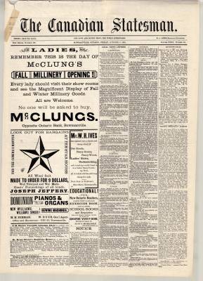 Canadian Statesman (Bowmanville, ON), 2 Oct 1885