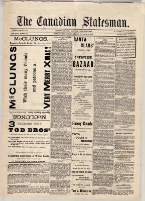 Canadian Statesman (Bowmanville, ON), 25 Dec 1885
