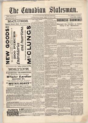 Canadian Statesman (Bowmanville, ON), 15 Jan 1886
